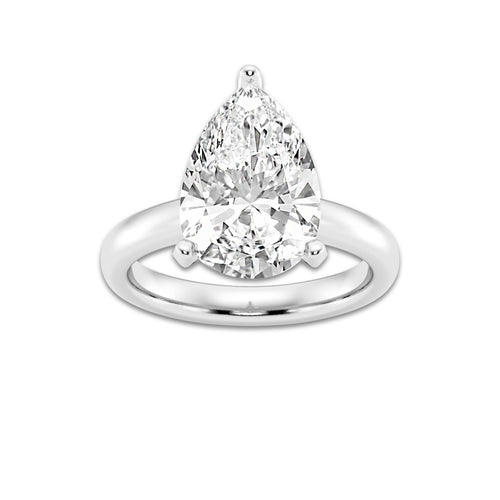 5.00 ctw Pear Lab-Grown Diamond Minimalist Engagement Ring in Platinum for Women | D Color, VVS1 Clarity, IGI Certified