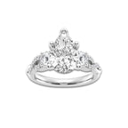 3.10 ctw Pear Lab-Grown Diamond Side Stone Engagement Ring in 14K White Gold for Women | Colorless D, VVS1 Clarity, IGI Certified 2.50 ct Center Diamond
