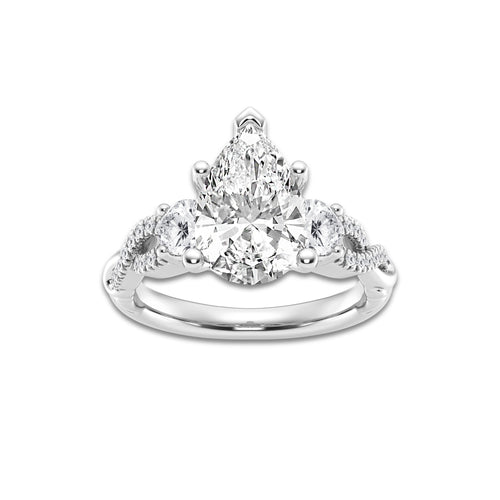 3.10 ctw Pear Lab-Grown Diamond Side Stone Engagement Ring in 14K White Gold for Women | Colorless D, VVS1 Clarity, IGI Certified 2.50 ct Center Diamond