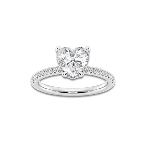 1 7/8 ctw Heart Lab Grown Diamond Draping Hidden Halo Engagement Ring Platinum, E, VS1 | 1 1/2 ct Center