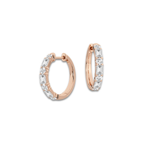 1 1/3 ctw Multi-Shape Lab Grown Diamond Hoop Earrings 14K Rose Gold, DE, VS1