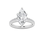 3.40 ctw Marquise Lab-Grown Diamond Pave Engagement Ring in Platinum for Women | E Color, VS1 Clarity, IGI Certified 3.00 ct Center Diamond