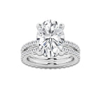 7.22 ctw Oval Lab-Grown Diamond Double Row Diamond Engagement Ring in Platinum for Women | Colorless D, VVS1 Clarity, IGI Certified 6.00 ct Center Diamond