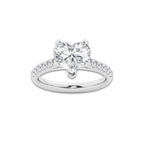 2.90 ctw Heart Lab-Grown Diamond Pave Engagement Ring in 14K White Gold for Women | E Color, VS1 Clarity, IGI Certified 2.50 ct Center Diamond