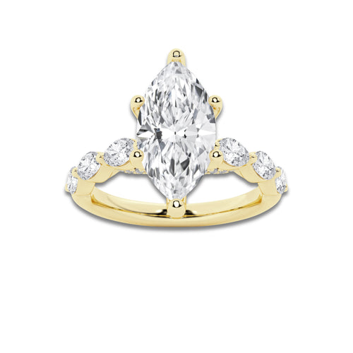 8.48 ctw Marquise Lab-Grown Diamond Marquise Side Stone Engagement Ring in 14K Yellow Gold for Women | Colorless D, VVS1 Clarity, IGI Certified 8.00 ct Center Diamond
