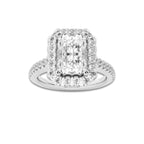 2 1/2 ctw Radiant Lab Grown Diamond V-Prong Halo Engagement Ring Platinum, D, VVS | 2 ct Center