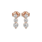 1 ctw Round Lab Grown Diamond Three-Stone Drop Earrings 14K Rose Gold, DE, VS1
