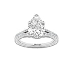 7.66 ctw Pear Lab-Grown Diamond Split Shank Side Stone Engagement Ring in Platinum for Women | Colorless D, VVS1 Clarity, IGI Certified 7.00 ct Center Diamond