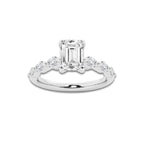 1.16 ctw Emerald Lab-Grown Diamond Marquise Side Stone Engagement Ring in 14K White Gold for Women | Colorless E, VS1 Clarity, IGI Certified 0.75 ct Center Diamond