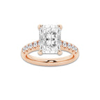 4.43 ctw Radiant Lab-Grown Diamond Pave Engagement Ring in 14K Rose Gold for Women | D Color, VVS1 Clarity, IGI Certified 4.00 ct Center Diamond
