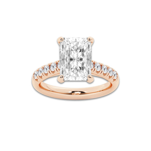 4.43 ctw Radiant Lab-Grown Diamond Pave Engagement Ring in 14K Rose Gold for Women | D Color, VVS1 Clarity, IGI Certified 4.00 ct Center Diamond