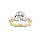 3.40 ctw Round Lab-Grown Diamond Pave Engagement Ring in 14K Yellow Gold for Women | D Color, VVS1 Clarity, IGI Certified 3.00 ct Center Diamond