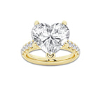 8.55 ctw Heart Lab-Grown Diamond Pave Engagement Ring in 14K Yellow Gold for Women | E Color, VS1 Clarity, IGI Certified 8.00 ct Center Diamond