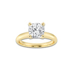 2.00 ctw Cushion Lab-Grown Diamond Minimalist Engagement Ring in 14K Yellow Gold for Women | E Color, VS1 Clarity, IGI Certified