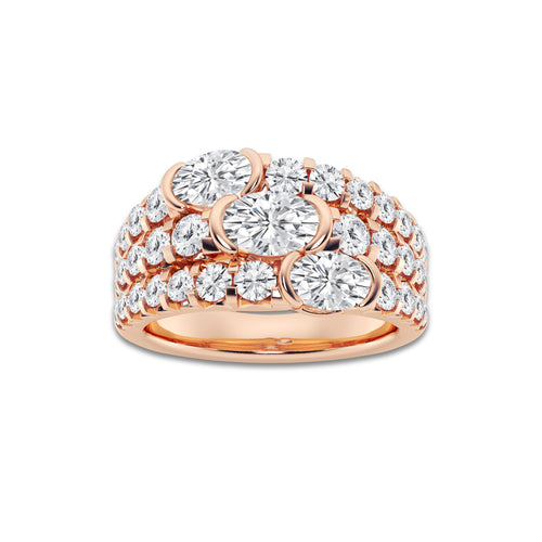 Audius 3 ctw Oval Lab Grown Diamond Three Row Band 14K Rose Gold, DE, VS1