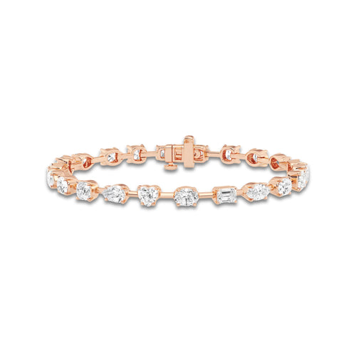 7 ctw Mixed Diamond Mixed Shapes Bracelet - 7 Inches 18K Rose Gold, DE, VS1
