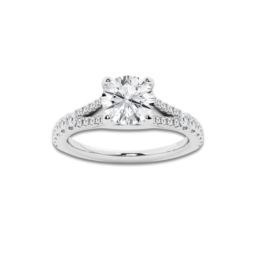 1.33 ctw Round Lab-Grown Diamond Split Shank Side Stone Engagement Ring in Platinum for Women | Colorless D, VVS1 Clarity, IGI Certified 1.00 ct Center Diamond