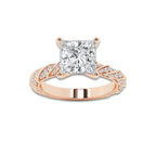 3.92 ctw Princess Lab-Grown Diamond Twisted Band Engagement Ring in 14K Rose Gold for Women | Colorless D, VVS1 Clarity, IGI Certified 3.50 ct Center Diamond