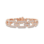 5 ctw Round Lab Grown Diamond Open Link Pave Bracelet - 7 Inches 14K Rose Gold, DE, VS1