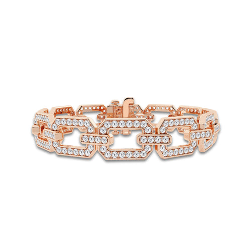 5 ctw Round Lab Grown Diamond Open Link Pave Bracelet - 7 Inches 14K Rose Gold, DE, VS1