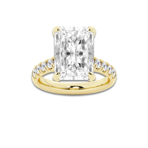 8.55 ctw Radiant Lab-Grown Diamond Pave Engagement Ring in 14K Yellow Gold for Women | D Color, VVS1 Clarity, IGI Certified 8.00 ct Center Diamond