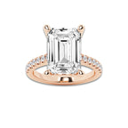 8.44 ctw Emerald Lab-Grown Diamond Hidden Halo Side Stone Engagement Ring in 18K Rose Gold for Women | Colorless E, VS1 Clarity, IGI Certified 8.00 ct Center Diamond