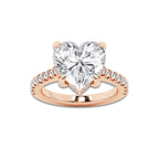 4.34 ctw Heart Lab-Grown Diamond Hidden Halo Side Stone Engagement Ring in 18K Rose Gold for Women | Colorless D, VVS1 Clarity, IGI Certified 4.00 ct Center Diamond