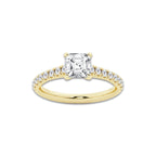 1.39 ctw Asscher Lab-Grown Diamond Pave Engagement Ring in 14K Yellow Gold for Women | E Color, VS1 Clarity, IGI Certified 1.00 ct Center Diamond