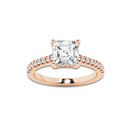 Shye 2 1/4 ctw Asscher Lab Grown Diamond Hidden Halo Engagement Ring 18K Rose Gold, D, VVS | IGI Certified, 2 ct Center