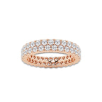 Evie 2 ctw Round Lab Grown Diamond Double Row Eternity Band - 4mm Width 14K Rose Gold, DE, VS1