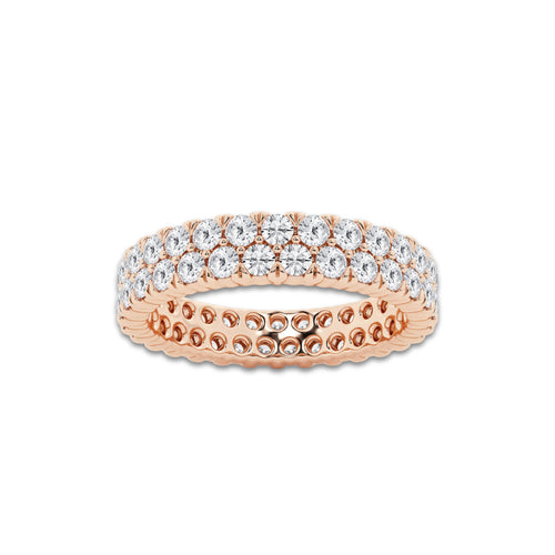 Evie 2 ctw Round Lab Grown Diamond Double Row Eternity Band - 4mm Width 14K Rose Gold, DE, VS1