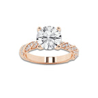 4.42 ctw Round Lab-Grown Diamond Twisted Band Engagement Ring in 14K Rose Gold for Women | Colorless E, VS1 Clarity, IGI Certified 4.00 ct Center Diamond