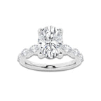 2.98 ctw Oval Lab-Grown Diamond Marquise Side Stone Engagement Ring in Platinum for Women | Colorless D, VVS1 Clarity, IGI Certified 2.50 ct Center Diamond