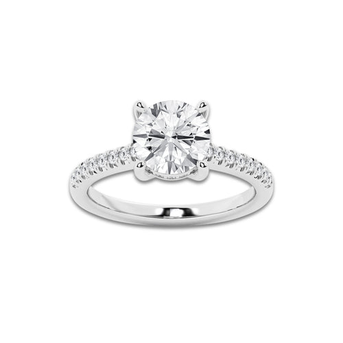 2.23 ctw Round Lab-Grown Diamond Hidden Halo Side Stone Engagement Ring in Platinum for Women | Colorless E, VS1 Clarity, IGI Certified 2.00 ct Center Diamond