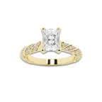 1.19 ctw Radiant Lab-Grown Diamond Twisted Band Engagement Ring in 14K Yellow Gold for Women | Colorless E, VS1 Clarity, IGI Certified 0.75 ct Center Diamond