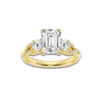 7.61 ctw Emerald Lab-Grown Diamond Side Stone Engagement Ring in 14K Yellow Gold for Women | Colorless E, VS1 Clarity, IGI Certified 7.00 ct Center Diamond
