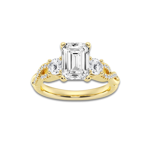 7.61 ctw Emerald Lab-Grown Diamond Side Stone Engagement Ring in 14K Yellow Gold for Women | Colorless E, VS1 Clarity, IGI Certified 7.00 ct Center Diamond