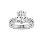 3.89 ctw Oval Lab-Grown Diamond Double Row Diamond Engagement Ring in Platinum for Women | Colorless E, VS1 Clarity, IGI Certified 3.00 ct Center Diamond