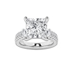 7.96 ctw Princess Lab-Grown Diamond Three Stone Double Row Engagement Ring in 14K White Gold for Women | E Color, VS1 Clarity, IGI Certified 7.00 ct Center Diamond