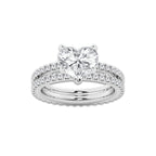 3.39 ctw Heart Lab-Grown Diamond Double Row Diamond Engagement Ring in Platinum for Women | Colorless D, VVS1 Clarity, IGI Certified 2.50 ct Center Diamond