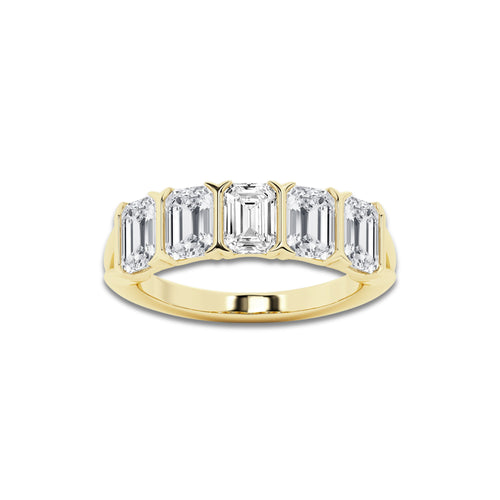 Goldie 2 1/2 ctw Emerald Lab Grown Diamond Five Stone Anniversary Band 14K Yellow Gold, DE, VS1