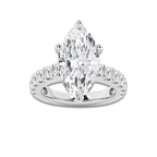 9.00 ctw Marquise Lab-Grown Diamond Split-Prong Set Side Stone Engagement Ring in 14K White Gold for Women | Colorless E, VS1 Clarity, IGI Certified 8.00 ct Center Diamond