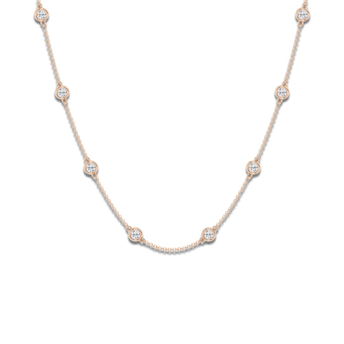 2 ctw Round Lab Grown Diamond Station Necklace 14K Rose Gold, DE, VS1