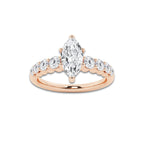 1.54 ctw Marquise Lab-Grown Diamond Side Stone Engagement Ring in 14K Rose Gold for Women | Colorless D, VVS1 Clarity, IGI Certified 1.00 Ct Center Diamond