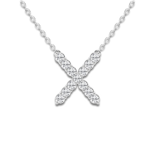 2/5 ctw Round Lab Grown Diamond Initial X Personalized Pendant Platinum, DE, VS1