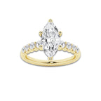 3.04 Ct Marquise Lab-Grown Diamond Half Eternity Engagement Ring in 14K Yellow Gold for Female, Colorless (D), VVS1 Clarity | IGI Certified, 2.50 Ct Center Diamond