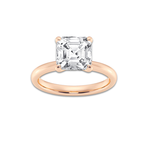 3.00 ctw Asscher Lab-Grown Diamond Solitaire Engagement Ring in 14K Rose Gold for Women | Colorless D, VVS1 Clarity, IGI Certified