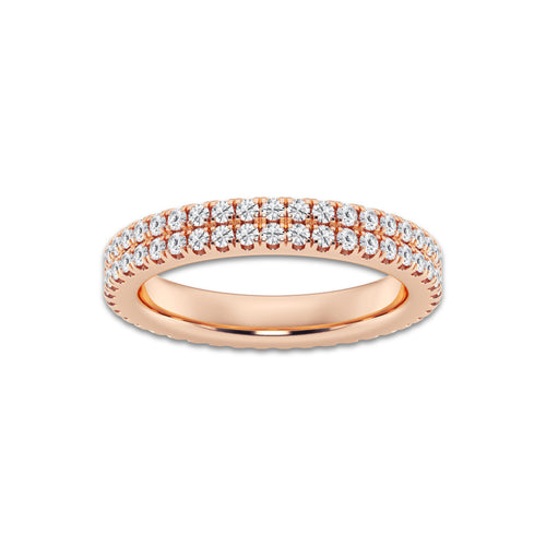 Kenzie 1 ctw Round Lab Grown Diamond Petite Two Row Micro Pave Eternity Band - 3.1mm Width 14K Rose Gold, DE, VS1