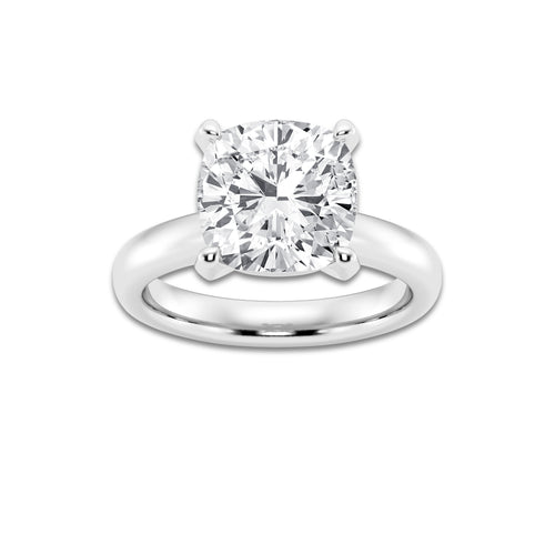 5.00 ctw Cushion Lab-Grown Diamond Minimalist Engagement Ring in 14K White Gold for Women | E Color, VS1 Clarity, IGI Certified