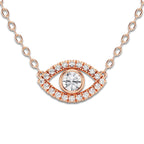 1/3 ctw Round Lab Grown Diamond Evil Eye Pendant with Adjustable Chain 14K Rose Gold, DE, VS1 | 1/5 ct Center